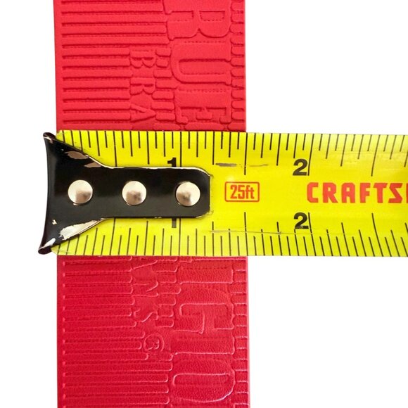 True Religion Mens Red Van Belt Textured Logo Roller Buckle Faux Leather Size 28 - Picture 12 of 13